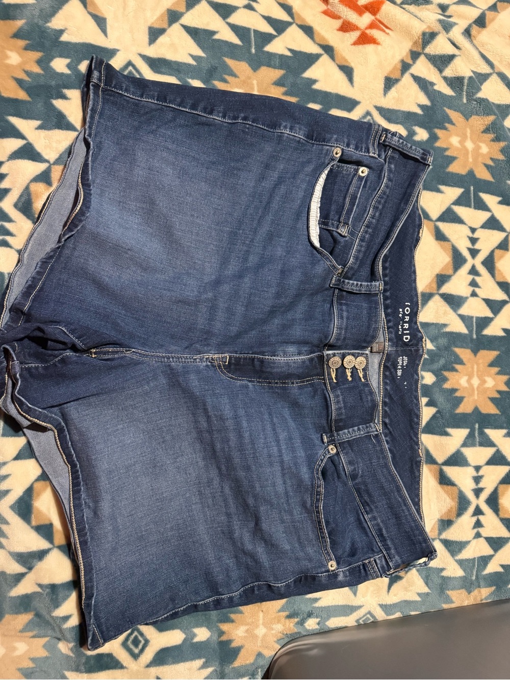 torrid Indigo Blue High-Rise Denim Shorts with Triple Button